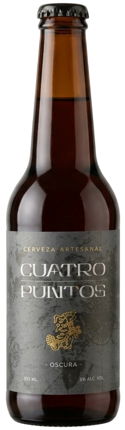 Botella de cerveza artesanal Cuatro Puntos Oscura